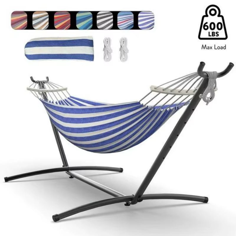 Hammock with Adjustable Stand- Stylish Hammock Bed W/Storage Bag, 600Lb Capacity