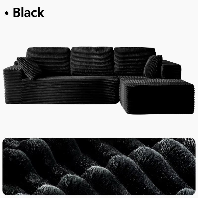 Oversized L Shaped Couch with Chaise, Minimalist Compressed Boneless Couch No Assembly Required, Modular Cloud Sectional Sofa Fo