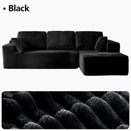 Oversized L Shaped Couch with Chaise, Minimalist Compressed Boneless Couch No Assembly Required, Modular Cloud Sectional Sofa Fo