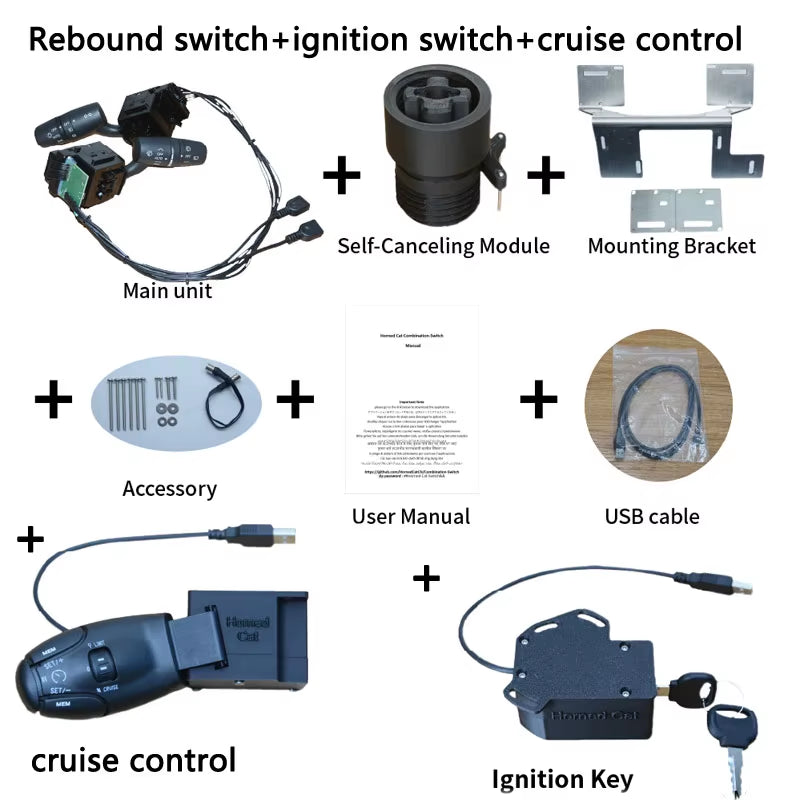 For T300 Racing Simulator Steering Wheel Euro/American Truck Turn Signal Wiper Automatic Rebound Cruise Ignition Switch