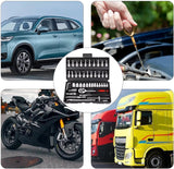 46-Piece 1/4 Inch Drive Socket Set - Metric Ratchet Wrench Kit with 4-14mm CR-V Sockets for Automotive and Household Repairs