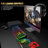 MANBASNAKE T11 Wired Gaming Keyboard and Mouse Headset Combo,Rainbow LED Backlit Wired Keyboard