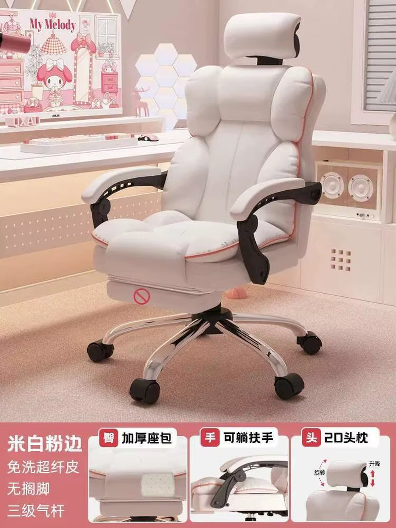 Aesthetic Low Price Kawaii Office Chair Back Cushion White Luxury Girls Gaming Chair Office Furniture