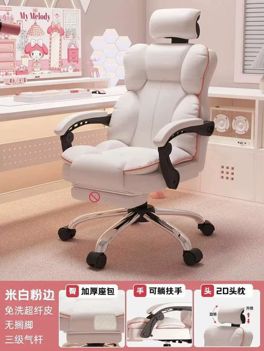 Aesthetic Low Price Kawaii Office Chair Back Cushion White Luxury Girls Gaming Chair Office Furniture