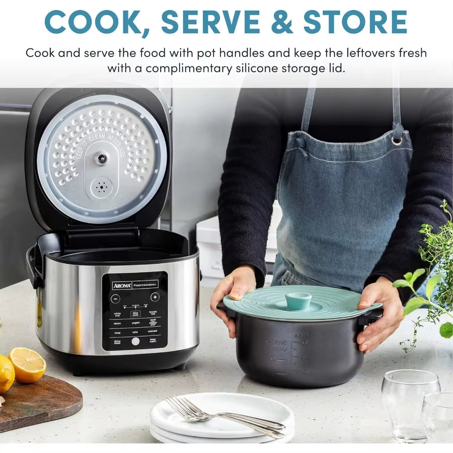6-Cup Uncooked /12-Cup (Cooked) Slow Cook Rice Cooker with Lift-Out Pot Handles and Silicone Storage Lid Pfas-Free Ceramic Coat