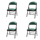 4 Piece Conference Chair Set, Leather Upholstered Folding Chair, Designer Chair with Backrest, Metal Frame Living Room