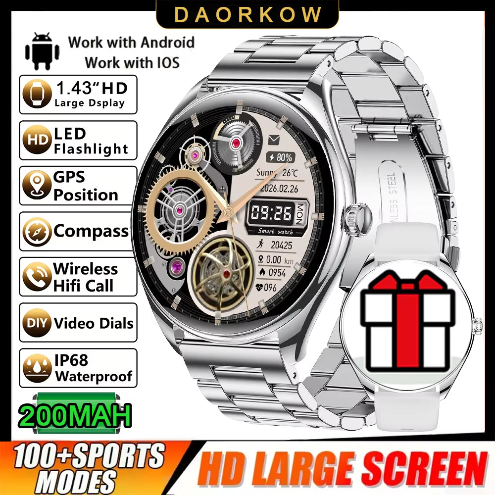 2025 New 1.43-Inch AMOLED 466*466 Screen Men and Women Bluetooth Call Sports Fitness Ultra-Thin Waterproof Smart Watch