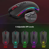 M711 PC Gaming Mice Wired Mouse 7 Programmable Buttons Customizable RGB 10,000 DPI Ergonomic Mouse