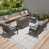 Aluminum Patio Furniture Set 4-Seat Modern Metal Outdoor Conversation Sets W/45In Propane Fire Pit Table and Loveseat