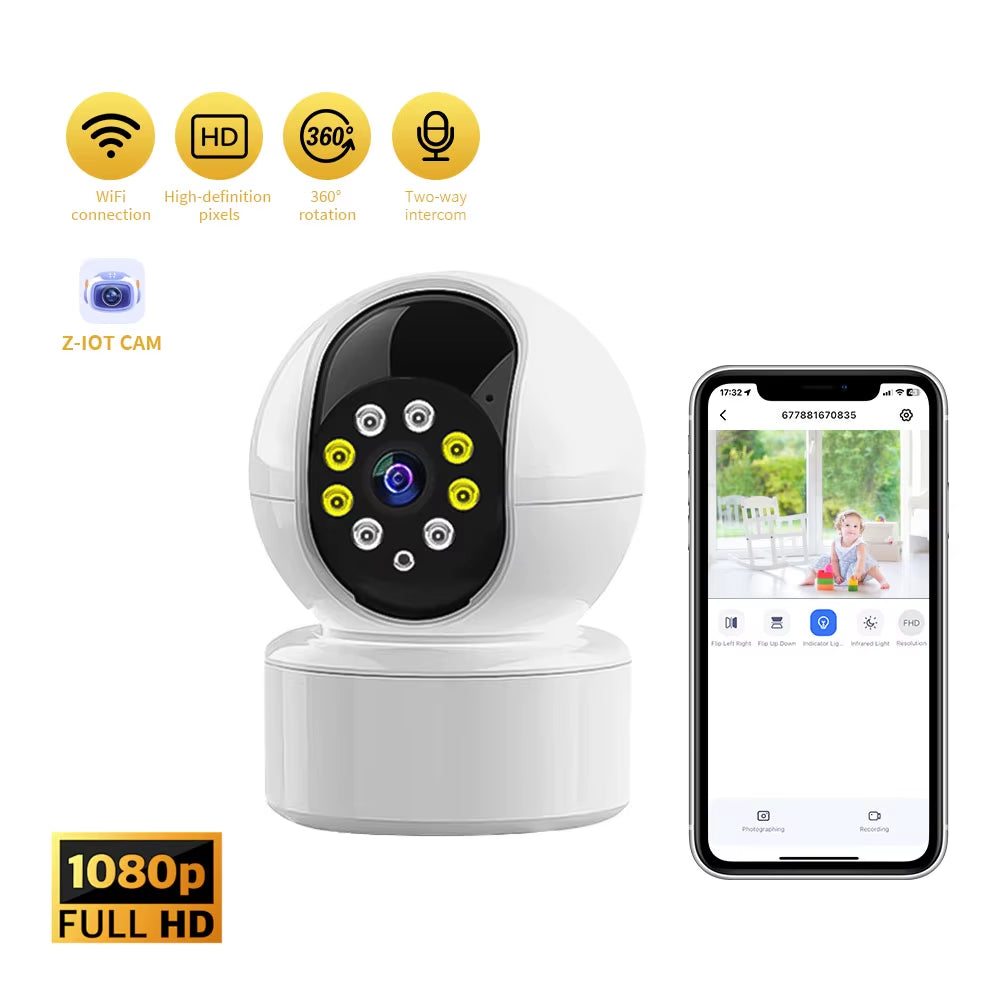 Wifi IP Camera Bulb Cam 1080P Wireless Baby Monitor AI Tracking Security Video Surveillance Pet Cam Indoor