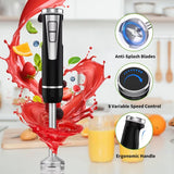 Cordless Immersion Blender Handheld 4-In-1 with 500Ml Chopper 600Ml Beaker Egg Whisk 8 Speeds USB Rechargeable for Smoothies Ba