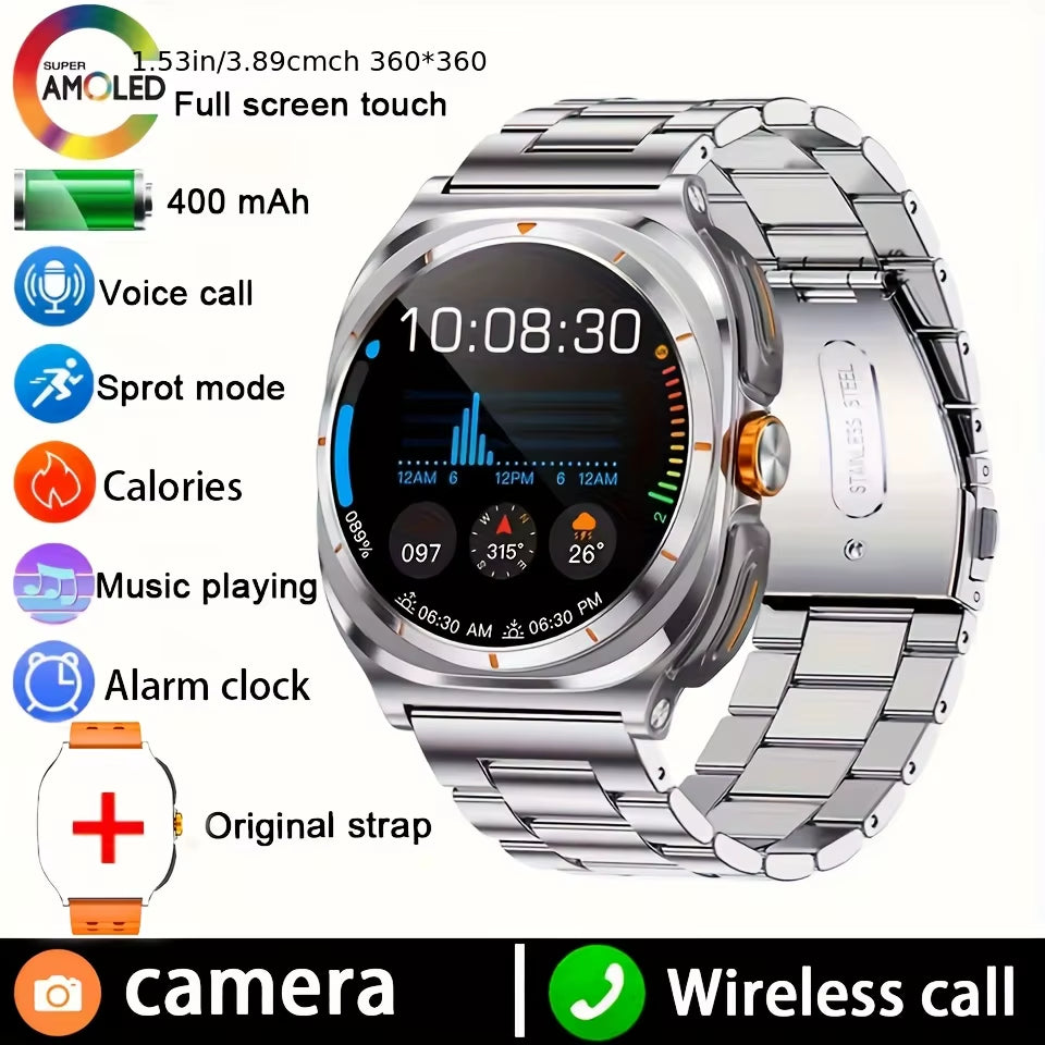 2025 New 6ATM Waterproof Smart Watch Men Outdoor Smartwatch GPS Earphone Compass Heart Rate LED Bluetooth Call Sports Gift