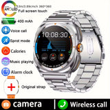2025 New 6ATM Waterproof Smart Watch Men Outdoor Smartwatch GPS Earphone Compass Heart Rate LED Bluetooth Call Sports Gift