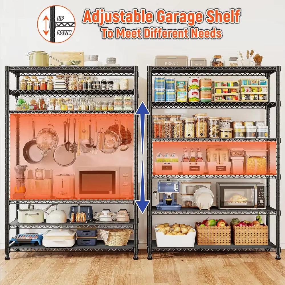 75" H Metal Shelving 6 Tier Storage Shelf Adjustable Kitchen Shelf Wire Shelving Unit Detachable Storage Rack For, Customized