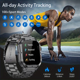 LIGE Outdoor Sports Fitness Smartwatch for Men 1.96 Inch Screen Bluetooth Calling Waterproof Watches Blood Oxygen 