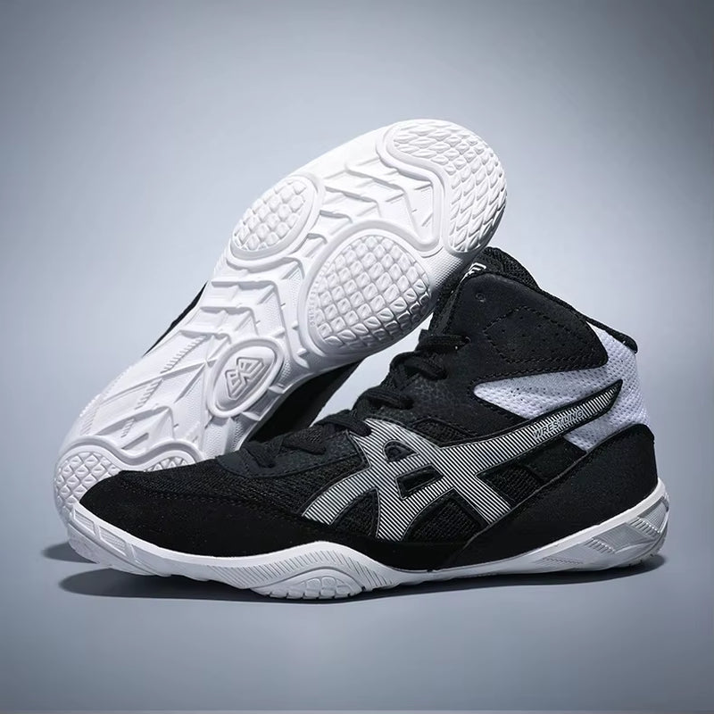 2024 Men Women High Top Pro Wrestling Shoes Size 33-45 Light Weight Boxing Sneakers Kid Gym Training Fighting Boots Black Blue