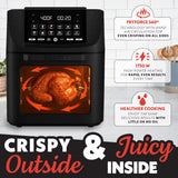 14 Qt Air Fryer Oven with Rotisserie, Digital Display, 12 Presets, Dishwasher Safe Accessories
