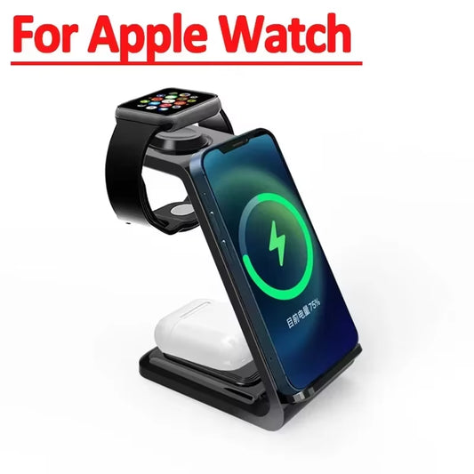 65W Fast Wireless Charger Stand for Iphone 16 15 14 Samsung S24 S23 Apple Watch 8/7 Samsung Galaxy 6/5 3 in 1 Charging Station
