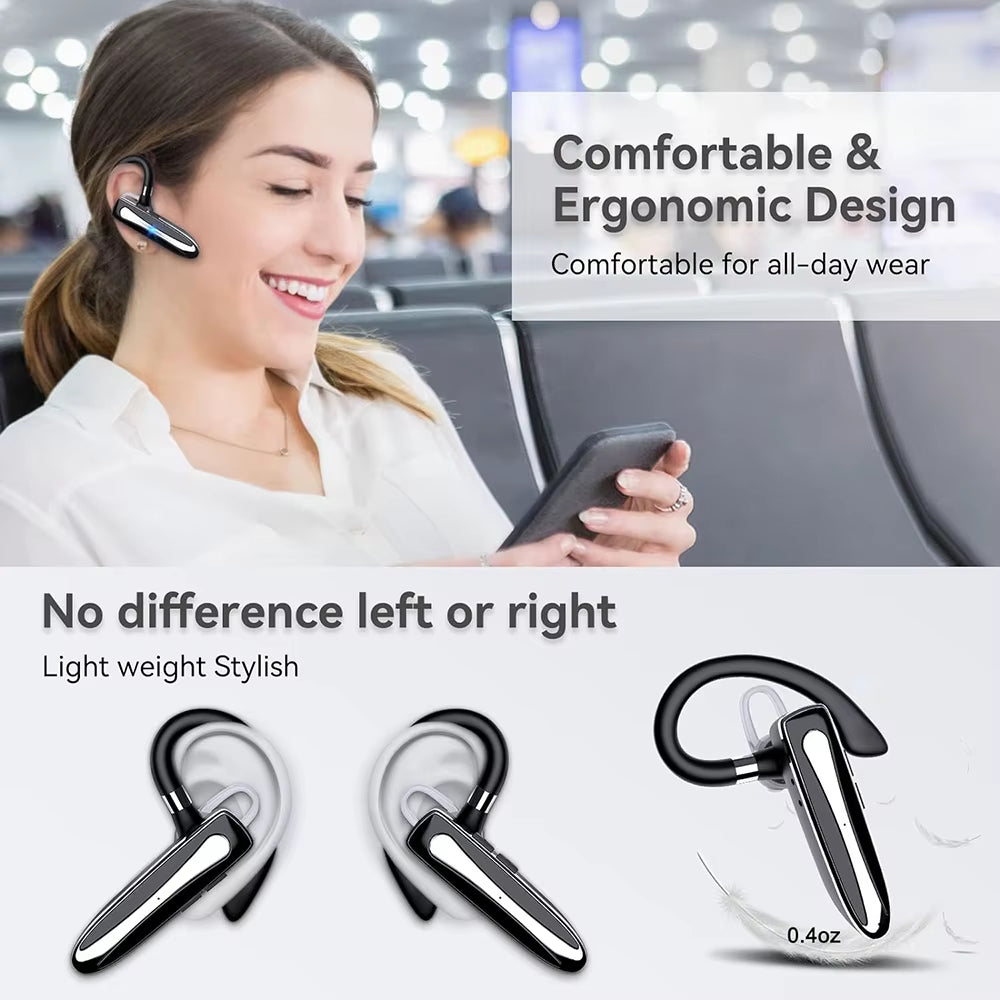 Bluetooth Headset Wireless Hands-Free Phone with Mic Hands-Free Earphones with 8 Hours Talk Time for Trucker Sports Riding