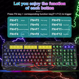 Rainbow Glow Gaming Keyboard & Mouse Set, Backlit, Ergonomic, Mechanical Feel