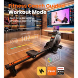 Magnetic Water Rowing Machine for Home Use with Bluetooth App Support Heavy-Duty Rowing Machine for Taller Athletes Comfortable