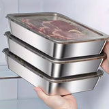 3 Sets of Bread Pans Stainless Steel Cake Salad Marinated Meat Chicken Fish Food Prep Tray Tart Baking Pan Baking Oven