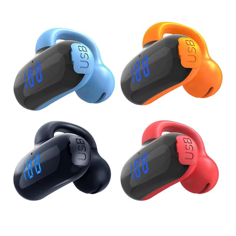 Open-Ear Headphones Bone Conduction Earphones with LED Power Display Type-C Rechargeable Call Device for Running Walking