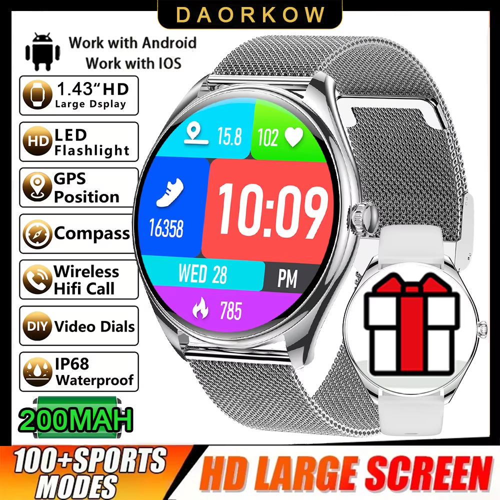 2025 New 1.43-Inch AMOLED 466*466 Screen Men and Women Bluetooth Call Sports Fitness Ultra-Thin Waterproof Smart Watch