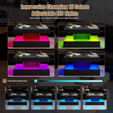 Black LED Coffee Table for Living Room, Living Room Table 2-Tier Square Middle Center Table, Modern Coffee Tables with Storage