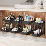 Under-Sink Storage Rack for Bathrooms, Metal Frame Support, Suitable for Bathrooms, Countertops, under Sinks, and Cabinets.