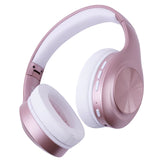 JH-923 Foldable Bluetooth Headsets Wireless Headphones over Ear 3EQ Sound Modes Hi-Res Audio with Mic Deep Bass Rose Red