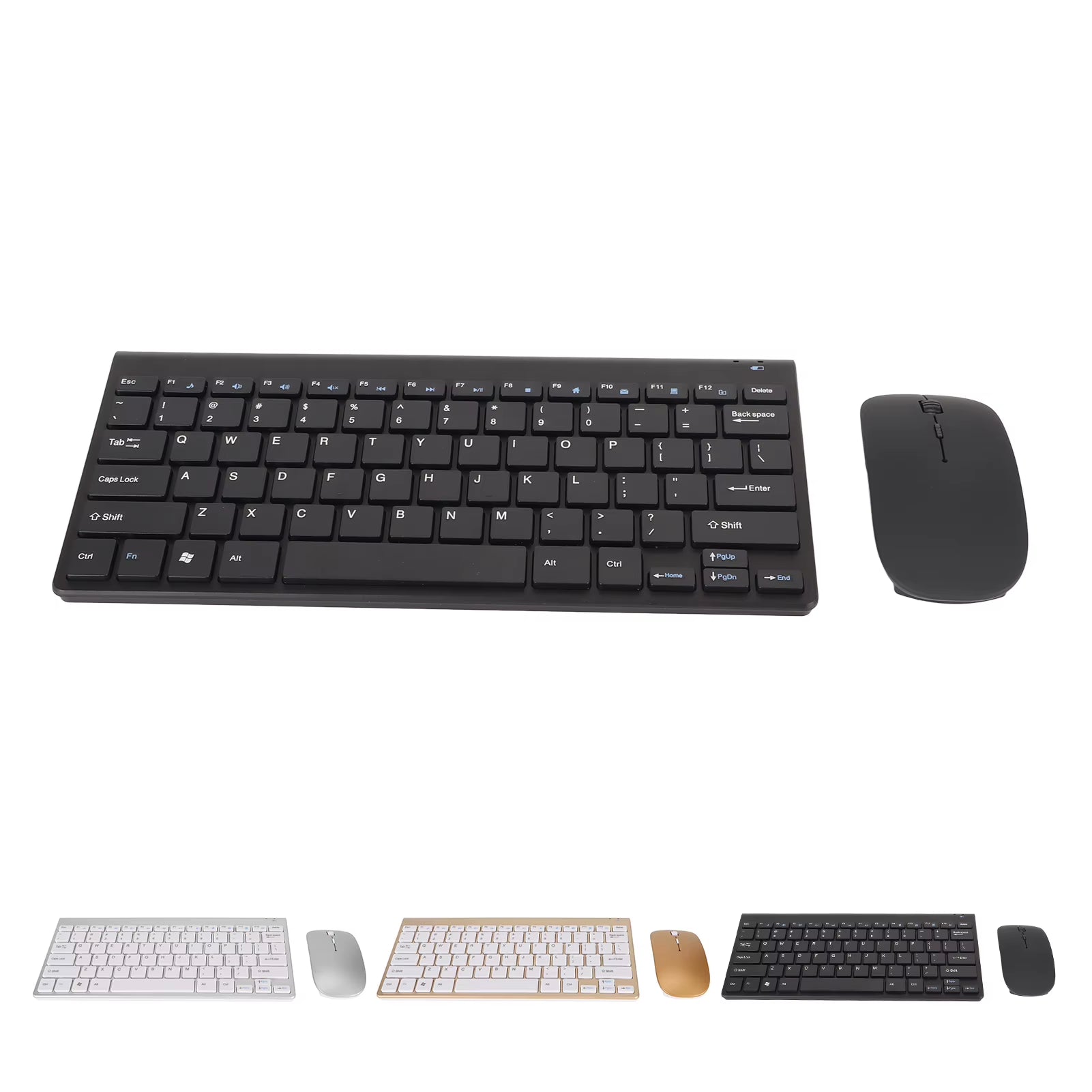 Wireless Keyboard Mouse Kit Slim Wireless Key Mouse Combo Portable Beautiful Power Saving Silent Button LED Indicator for Home