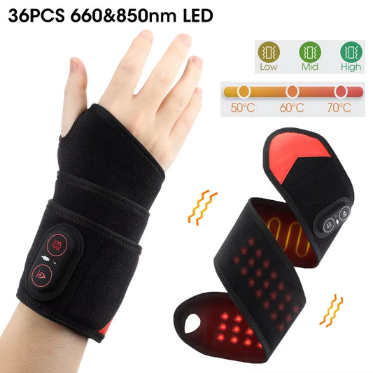 Electric Heating Ankle Massager 40PCS 660Nm LED Vibration Massage Red Light Ankle Brace Wrist Guard Left/Right Foot Hand Protect