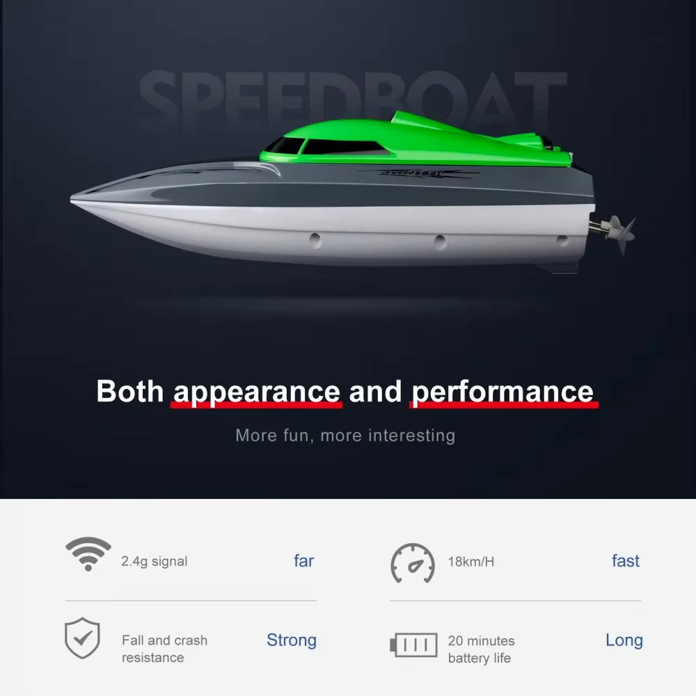 20KM/H Rc Speedboat Remote Control Boat Radio Control Boats 2.4G Double Motor High-Speed Race Boat Water Competitive Toys Kids