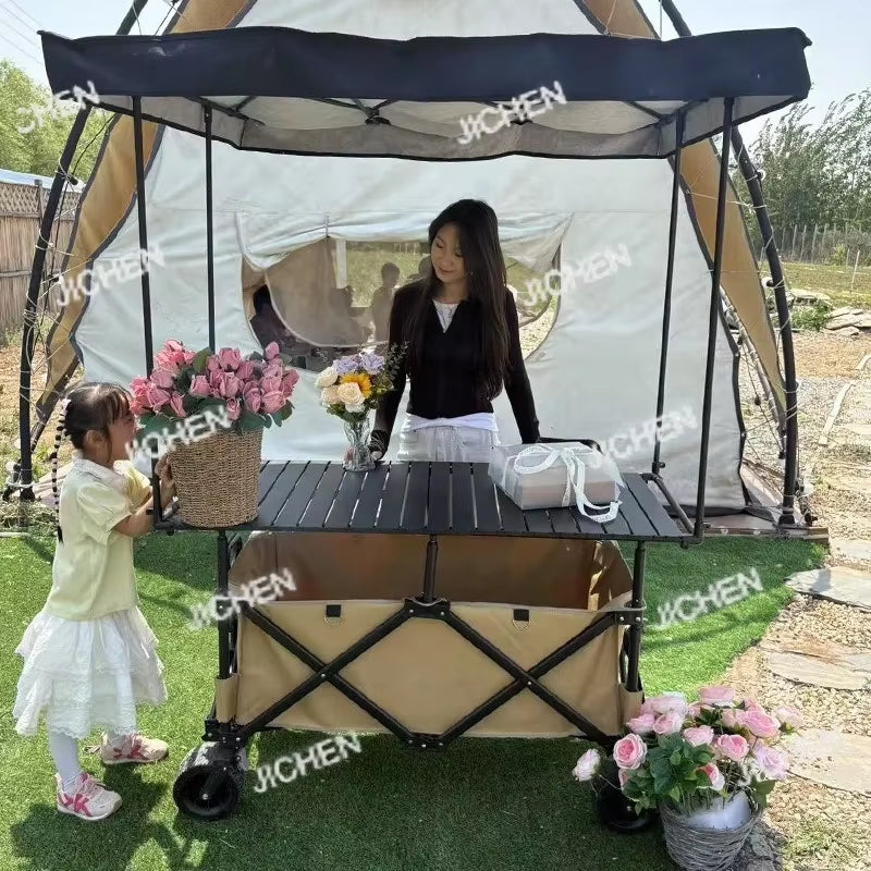 Hscamper Outdoor Stall with Table Board Stall Car Travel Portable Storage Cart Internet Celebrity Camper Stall Large