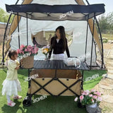Hscamper Outdoor Stall with Table Board Stall Car Travel Portable Storage Cart Internet Celebrity Camper Stall Large