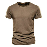 Brand Quality 100% Cotton Men T-Shirt V-Neck Fashion Design Slim Fit Soild T-Shirts Male Tops Tees Short Sleeve T Shirt for Men