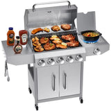 68,000 BTU 5 Burner Propane Gas Grill with Side Burner-Professional-Grade Stainless Steel Outdoor BBQ Grill-647 Sq in Cooking Sp