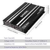 Aluminum Alloycar Audio Power Amplifier High-Power 4-Channel 5800W Amp 12.0V Ultra-Thin Four-Way Power Amplifier Class A/B