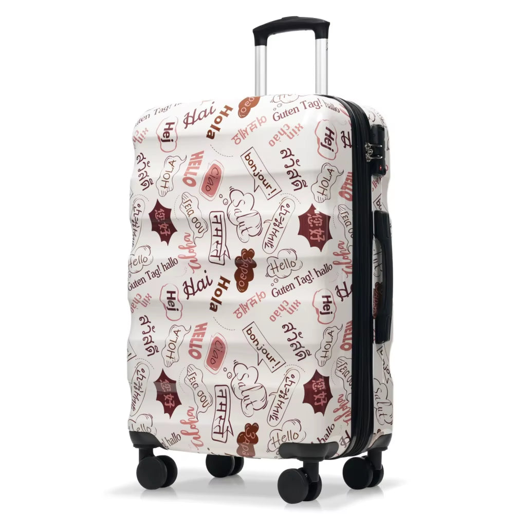 20"Carry-On Luggage with Cup Holder–Lightweight Glossy Hardshell Suitcases with Spinner Wheels TSA Lock Airline Approved