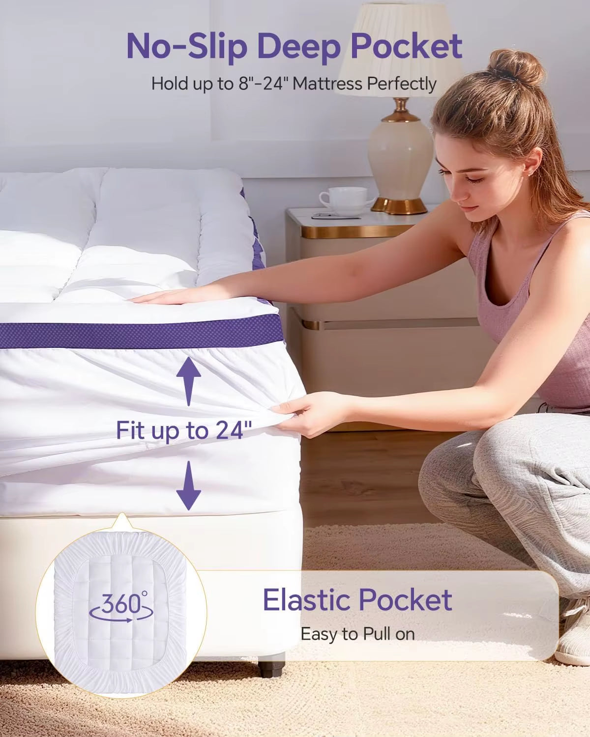 Queen Size Dual Layer Memory Foam Mattress Topper with Cooling Gel and Pillow Top, 7-Zone Support for Comfortable Sleep