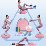 Half Balance Ball Trainer, Inflatable 19/23 Inch Half Exercise Ball with Resistance Bands and Pilates Ball