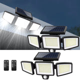 Outdoor Waterproof Solar Light with Motion Sensor 3-Head 200+ Leds Security Light for Porches Garages Yard Entrances