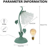 Green Floral Design Acrylic Desk Lamp Retro Bedroom Bedside Lamps Table Light Iron Art Desk Lamp LED Table Light Room Decor