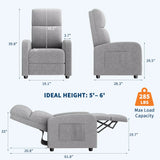 Push Back Recliner Chair for Adults, Lazy Adjustable Single Sofa with Side Pocket Ergonomic Home Theater Seating for Living Room
