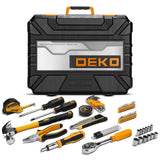 DEKO 228-Piece Socket Wrench and Auto Repair Tool Combination Set with Plastic Storage Toolbox
