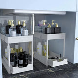 Under-Sink Storage Rack for Bathrooms, Metal Frame Support, Suitable for Bathrooms, Countertops, under Sinks, and Cabinets.
