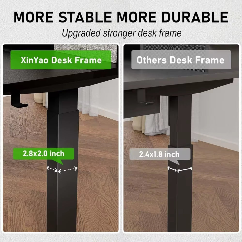 Ergonomic Electric Height Adjustable Standing Desk with 5 Drawers, 63 x 30 Inches, Customizable Office Furniture