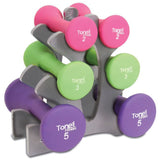 20 Lb Hourglass Neoprene Dumbbell Set with A-Frame, Non-Slip Grips for Home Gym and Strength Training