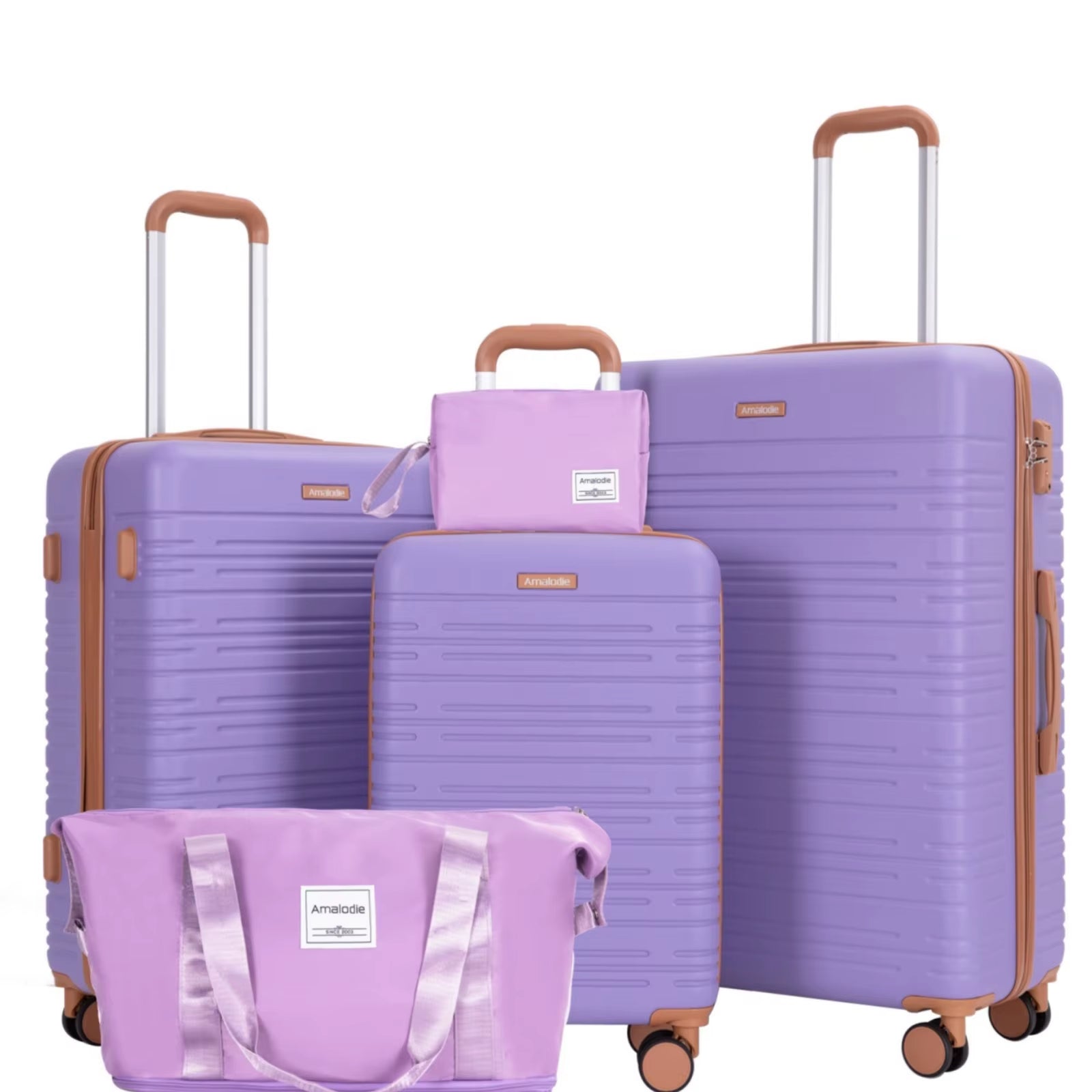 Luggage Sets 5 Pieces,Hardshell Suitcase Set with Double Spinner Wheel,Travel Case with TSA Lock and Weekend Duffle Bag